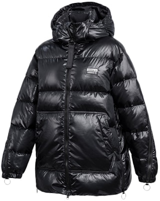 (W) 阿迪达斯三叶草黑色亮面连帽羽绒冬季外套 GE0986 Order (W) 阿迪达斯三叶草黑色亮面连帽羽绒冬季外套 GE0986