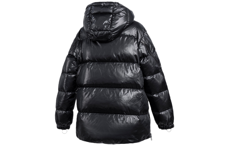 Lookbook (W) 阿迪达斯三叶草黑色亮面连帽羽绒冬季外套 GE0986