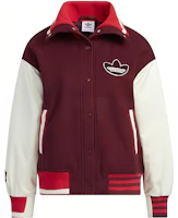 (Women) adidas Originals Trefoil Logo Patchwork Red Casual Jacket HY4185 (Women) adidas Originals Trefoil Logo Patchwork Red Casual Jacket HY4185