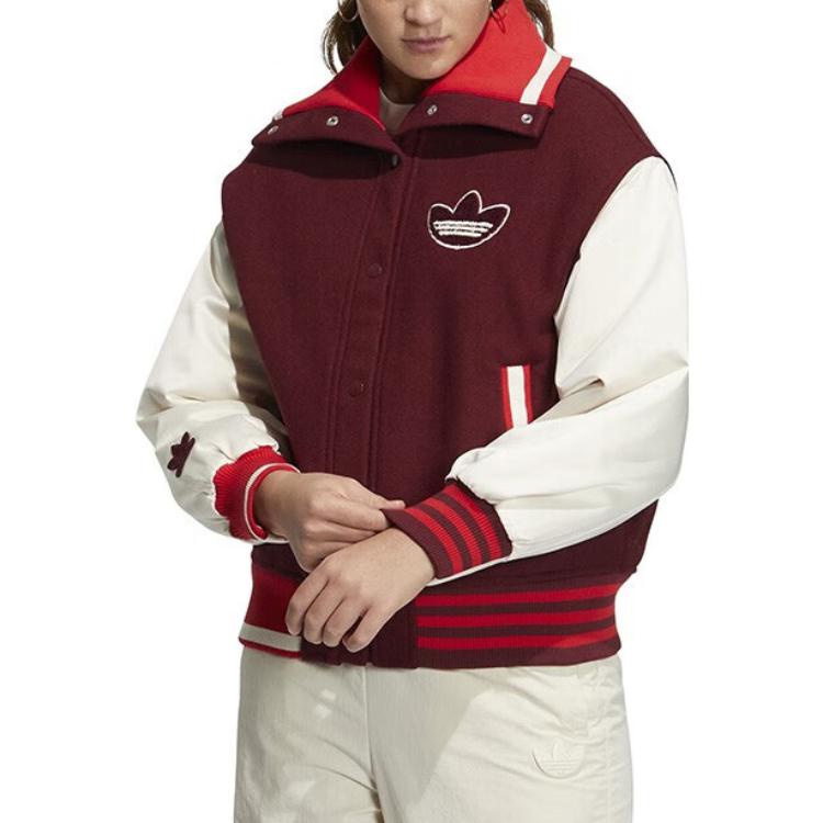 Lookbook (W) adidas Originals Jaket Kasual Merah Patchwork Logo Trefoil HY4185