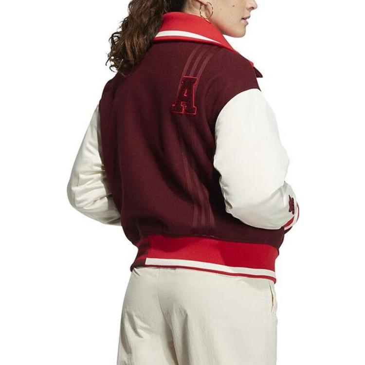 Shop (W) adidas Originals Jaket Kasual Merah Patchwork Logo Trefoil HY4185