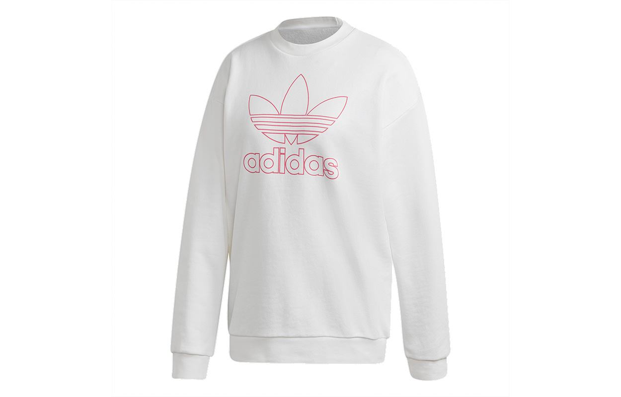 (Women) adidas Originals TRF Crew Sweat Retro Letter Print White Sweatshirt GD2281