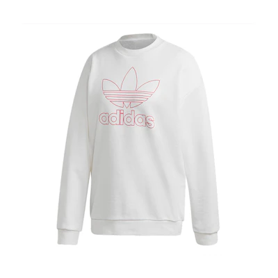 (Women) adidas Originals TRF Crew Sweat Retro Letter Print White Sweatshirt GD2281