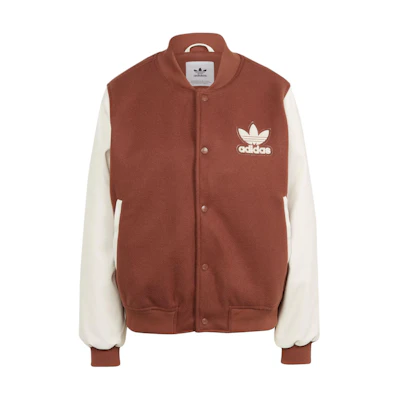 (Women) adidas Originals VRCT Graphic Bomber Jacket Women’s Brown Letter Logo Patchwork IS5742