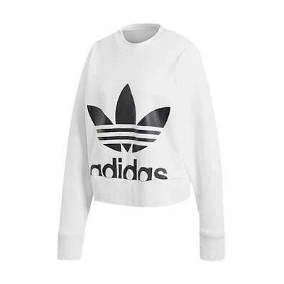 (Women) adidas Originals White Crewneck Pullover Sweater Long-Sleeve Logo EC5777
