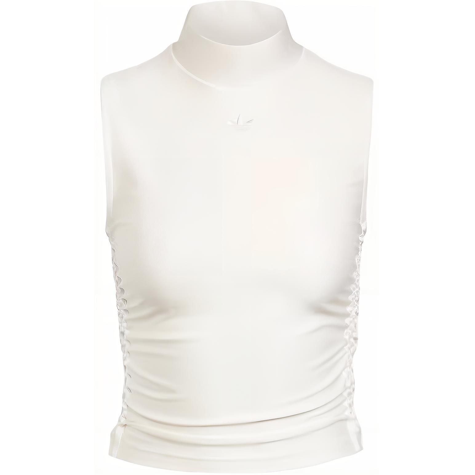 (Women) adidas Originals White Slim-Fit Sleeveless Tank Top with 3-Stripes. IY9232