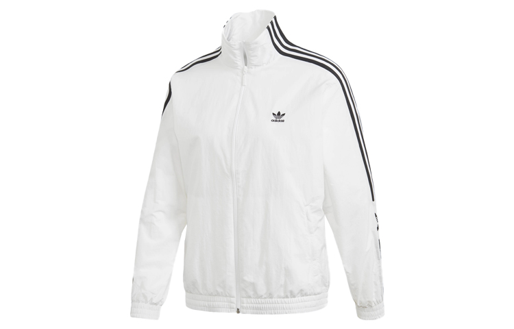 (Women) adidas Originals White Track Jacket with Stand Collar FM2613