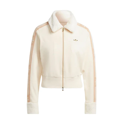 (Women) adidas Originals Women’s Ski Chic Rib TT Zip-Up White Jacket with Logo Print IA3913