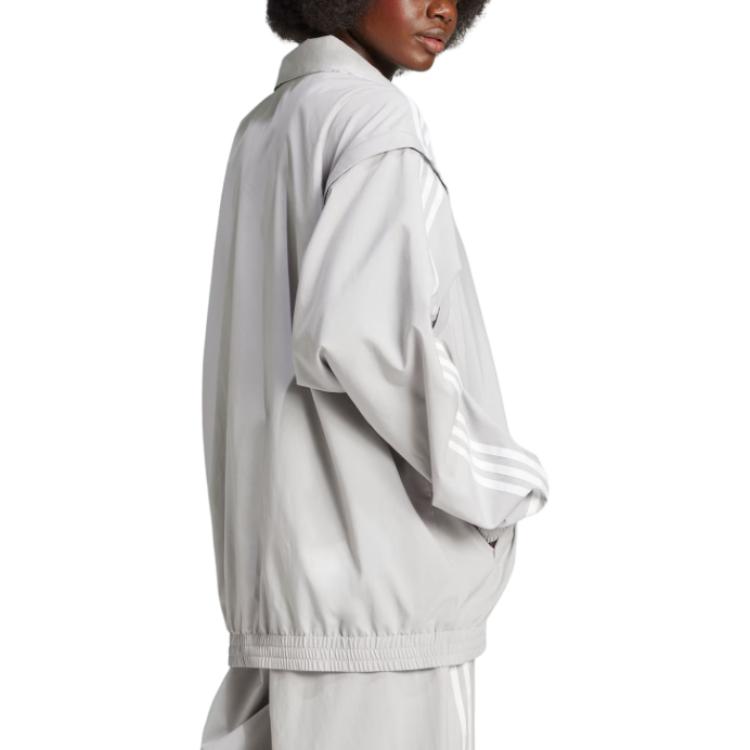 (Women) adidas Originals Woven Firebird Zip-Off Track Jacket Light Grey Casual JM9253 圖 4
