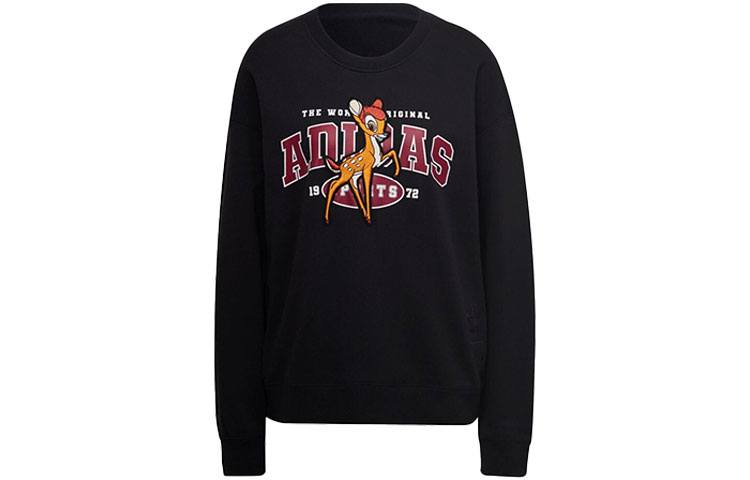 (Women) adidas Originals x Disney Bambi Embroidered Pullover Crewneck Sweatshirt Black HE6831