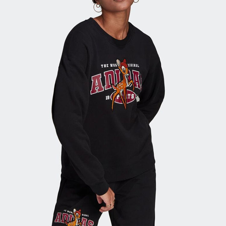 Lookbook (W) adidas Originals x Disney 小鹿斑比刺繡黑色圓領長袖上衣 HE6831