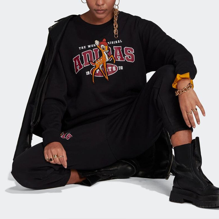 Details for (W) adidas Originals x Disney 小鹿斑比刺繡黑色圓領長袖上衣 HE6831