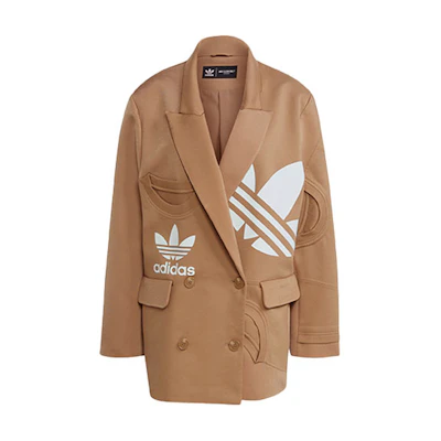 (Women) adidas Originals Dry Clean Only Beige Printed Logo Long Sleeve Blazer Women. H59041