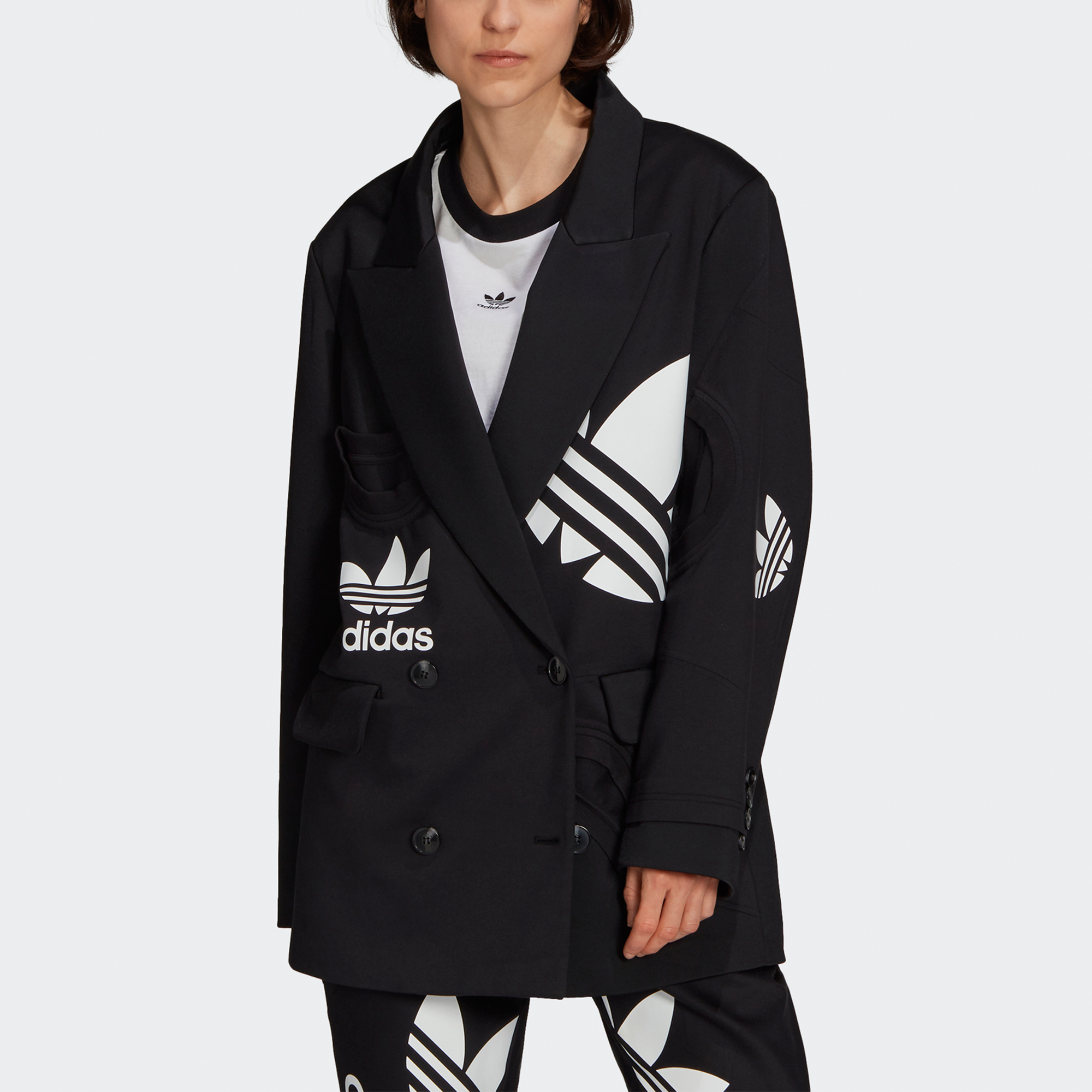 Lookbook (W) adidas Originals x Dry Clean Only 寬版拼色西裝外套 - 黑色 H59040