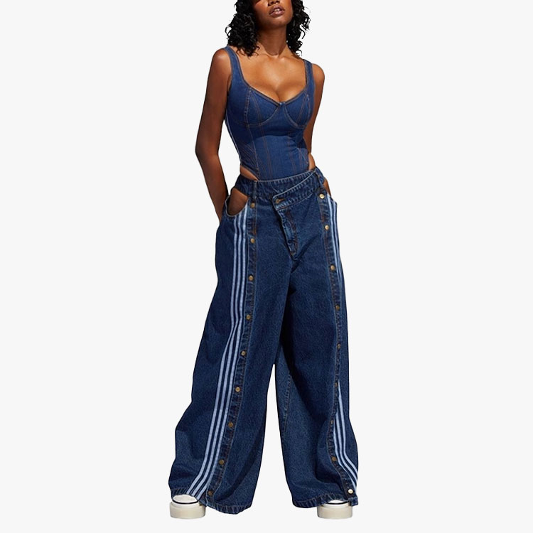 Sizing (W) adidas Originals x IVY PARK Celana Denim Snap Wide-Leg Biru. H61716
