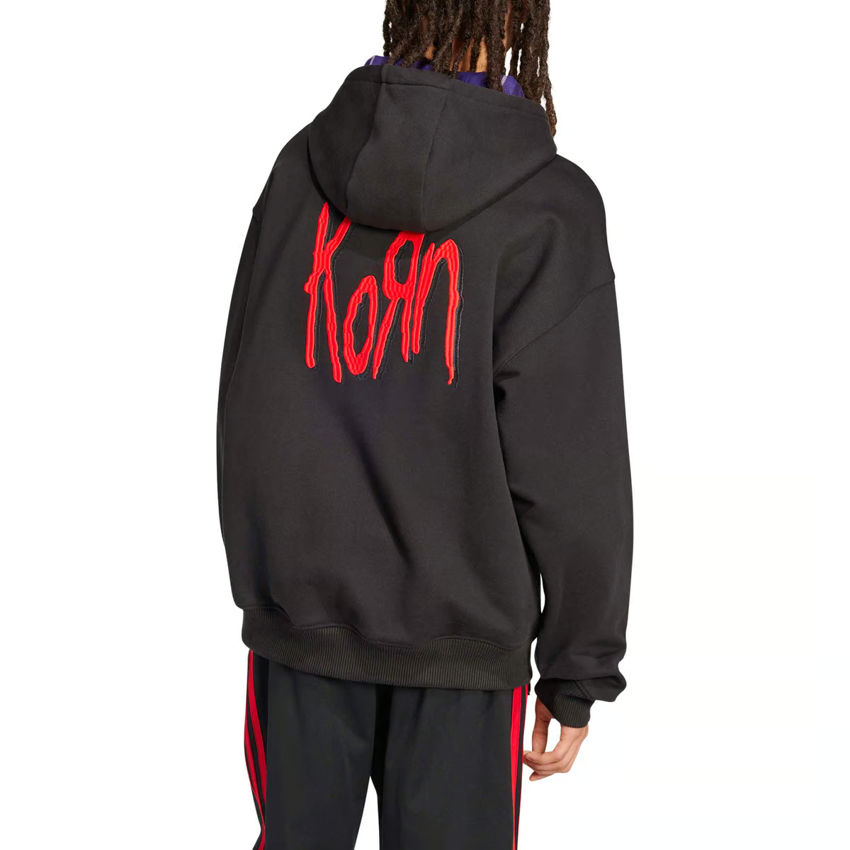Shop (W) adidas Originals x KORN FW24 Hoodie Logo Garis Hitam JG1337