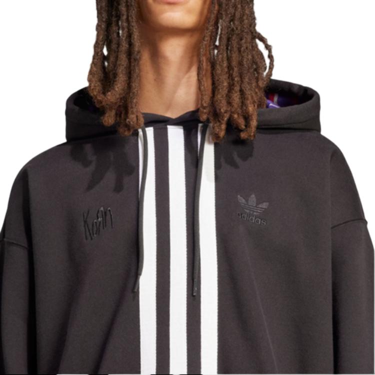 Sizing (W) adidas Originals x KORN FW24 Hoodie Logo Garis Hitam JG1337