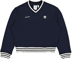 (Women) adidas Originals x Sporty & Rich SS23 Black V-Neck Logo Knit Sweater. IN5246 (Women) adidas Originals x Sporty & Rich SS23 Black V-Neck Logo Knit Sweater. IN5246