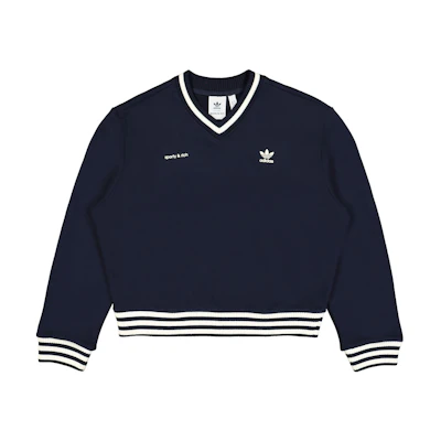 (Women) adidas Originals Sporty & Rich SS23 Black V-Neck Logo Knit Sweater. IN5246