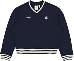 Order (W) adidas Originals x Sporty & Rich SS23 黑色V領Logo針織毛衣 IN5246