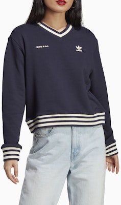 (W) adidas Originals x Sporty & Rich SS23 黑色V領Logo針織毛衣 IN5246 Details for (W) adidas Originals x Sporty & Rich SS23 黑色V領Logo針織毛衣 IN5246