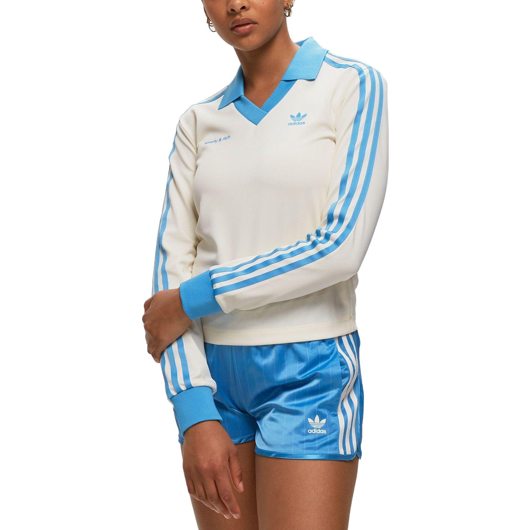 Lookbook (W) adidas Originals x Sporty & Rich SS23 Retro Logo Baju Lengan Panjang Putih (Wanita). IN5249