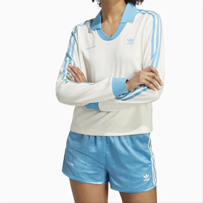 (W) adidas Originals x Sporty & Rich SS23 Retro Logo Baju Lengan Panjang Putih (Wanita). IN5249 Details for (W) adidas Originals x Sporty & Rich SS23 Retro Logo Baju Lengan Panjang Putih (Wanita). IN5249