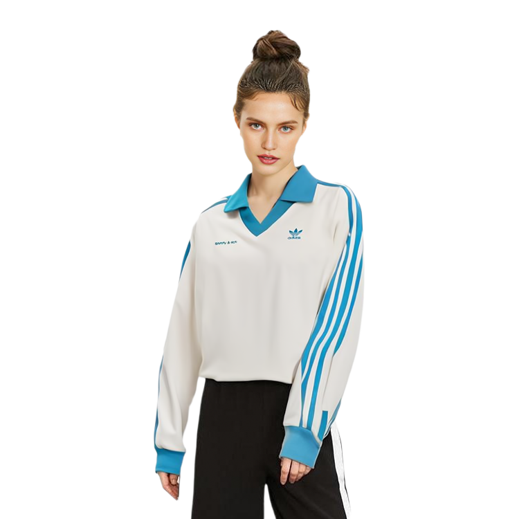 Sizing (W) adidas Originals x Sporty & Rich SS23 Retro Logo Baju Lengan Panjang Putih (Wanita). IN5249