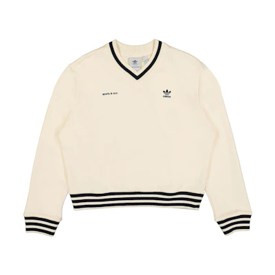 (Women) adidas Originals Sporty & Rich SS23 Striped Logo Knit V-Neck Sweater White Wmns IN5247