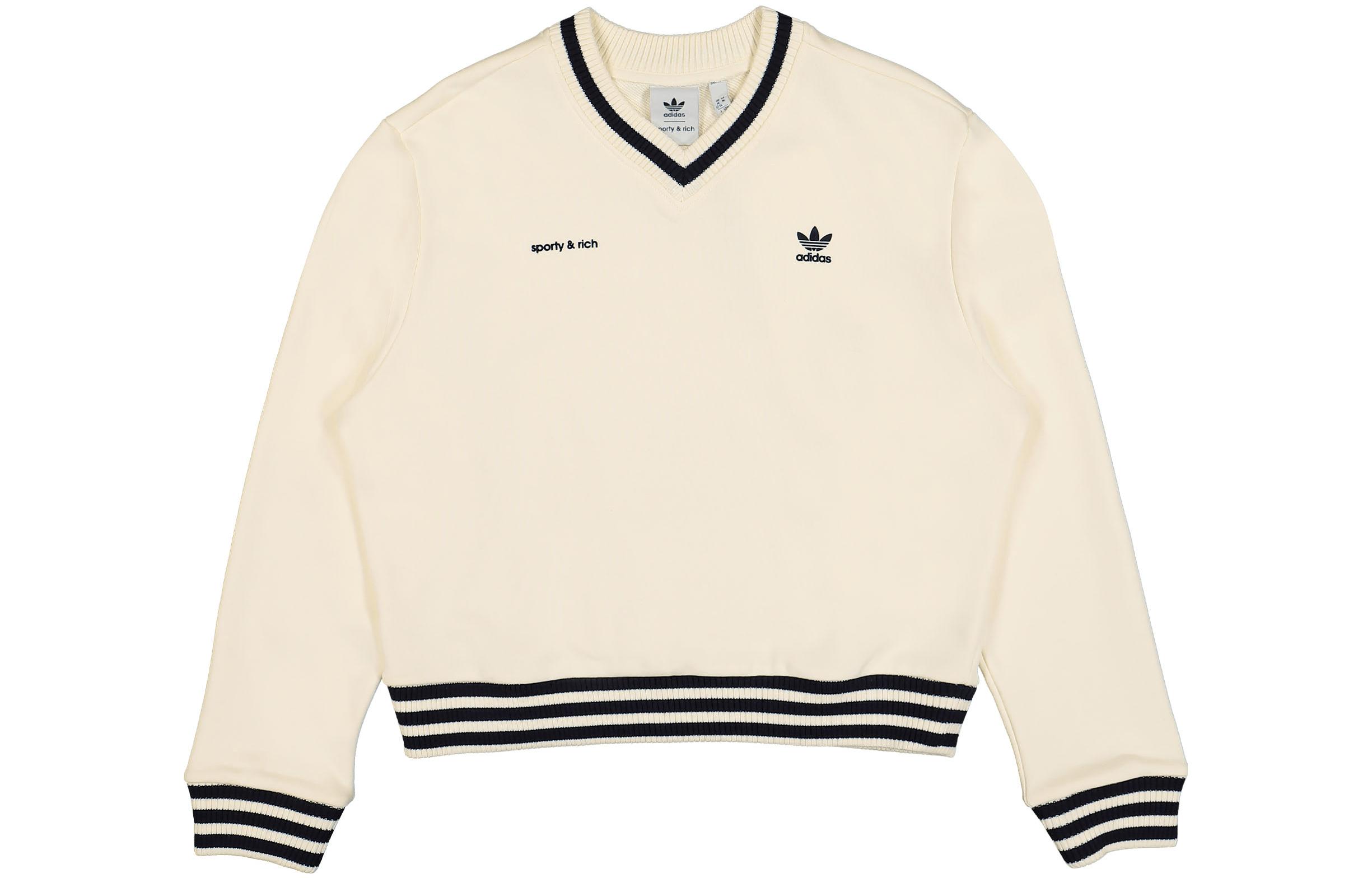 Order (W) Suéter de punto con logo a rayas adidas x Sporty & Rich SS23 Blanco Mujer. IN5247