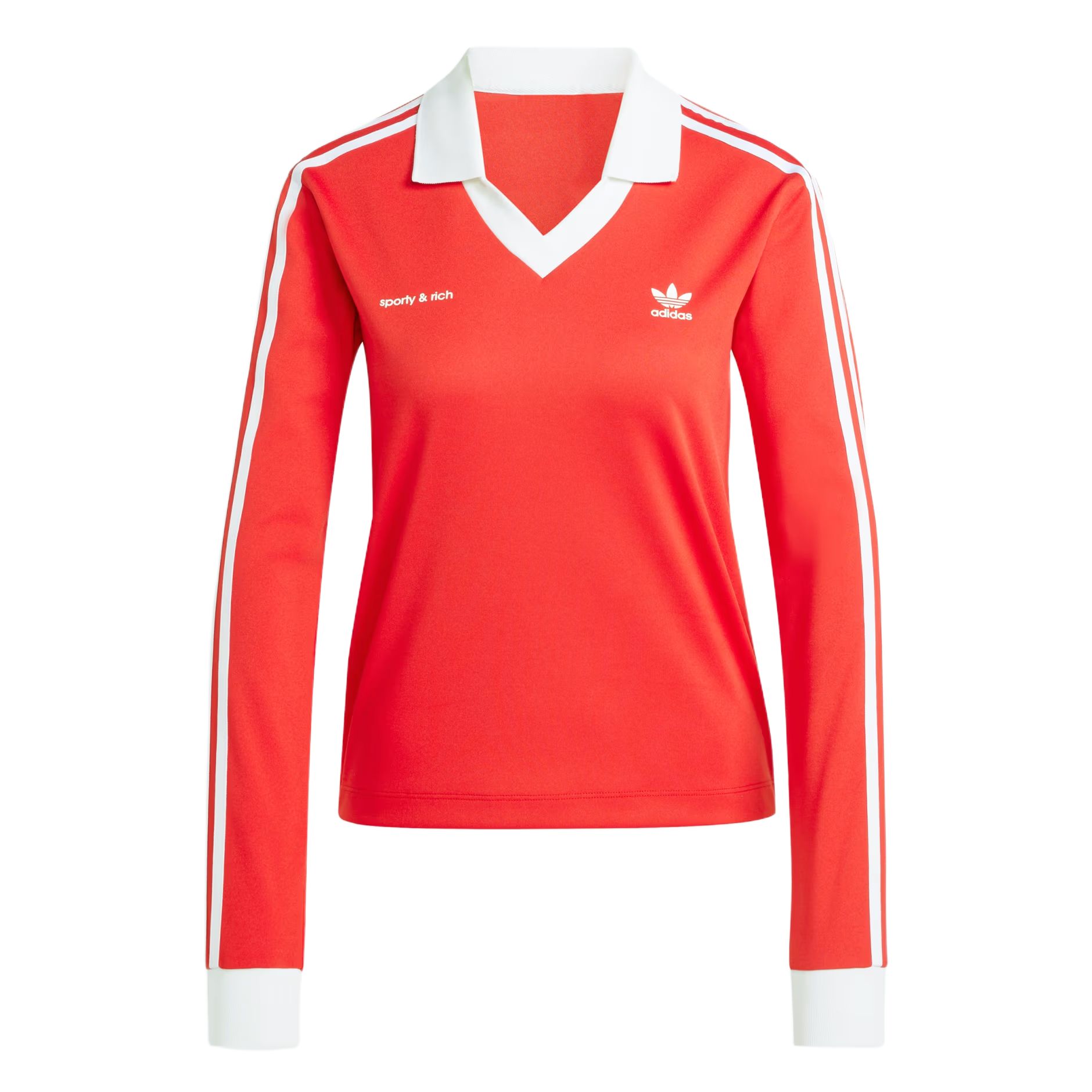 (Women) adidas Originals x Sporty & Rich SS24 Striped Red Pullover Long Sleeve Jersey Women JI9277