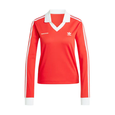 (Women) adidas Originals Sporty & Rich SS24 Striped Red Pullover Long Sleeve Jersey Women JI9277