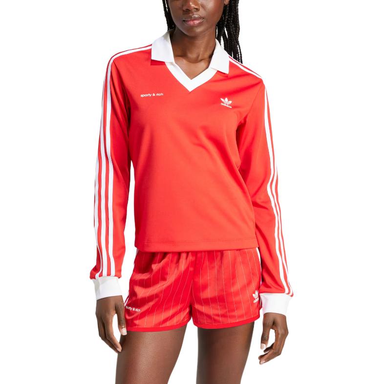 Shop (W) adidas Originals x Sporty & Rich SS24 紅色條紋長袖上衣 女款 JI9277