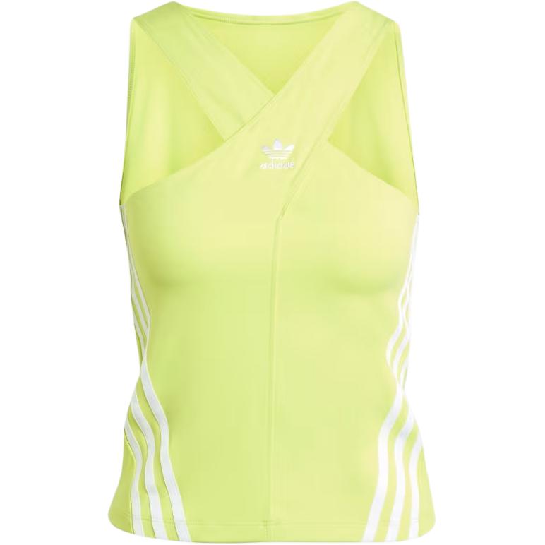 (Women) adidas Originals Yellow Striped Sleeveless Tank Top with Logo Embroidery JM9260