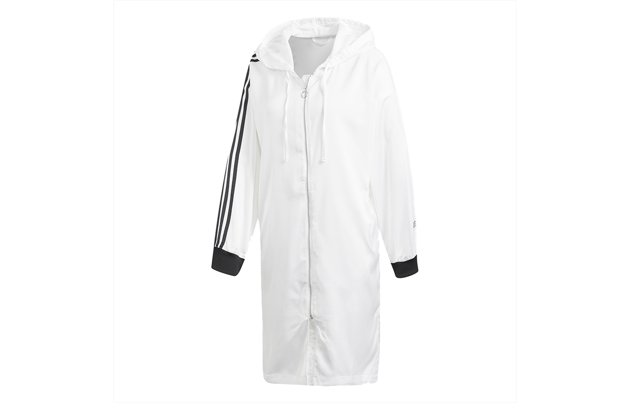 (Women) adidas Originals Zip Hoodie Long Windbreaker Jacket - White DU7255
