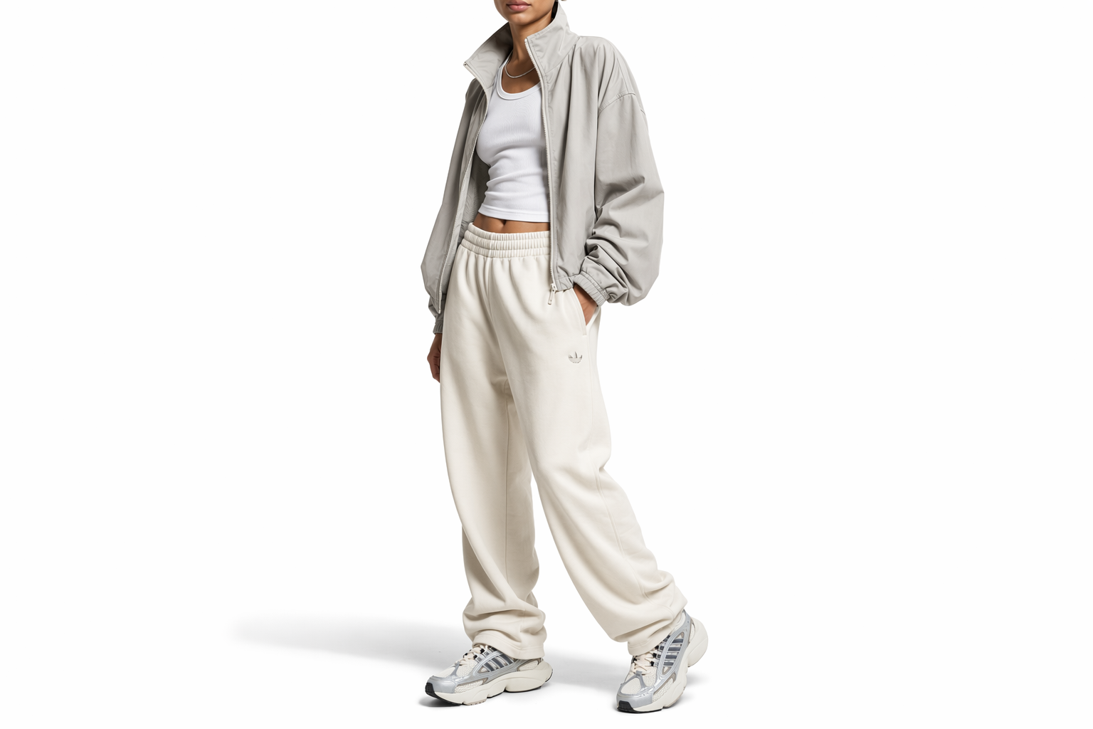 Order adidas originals Ozmillen 圓頭系帶 減震耐磨 低幫 跑步鞋 女款 白銀灰