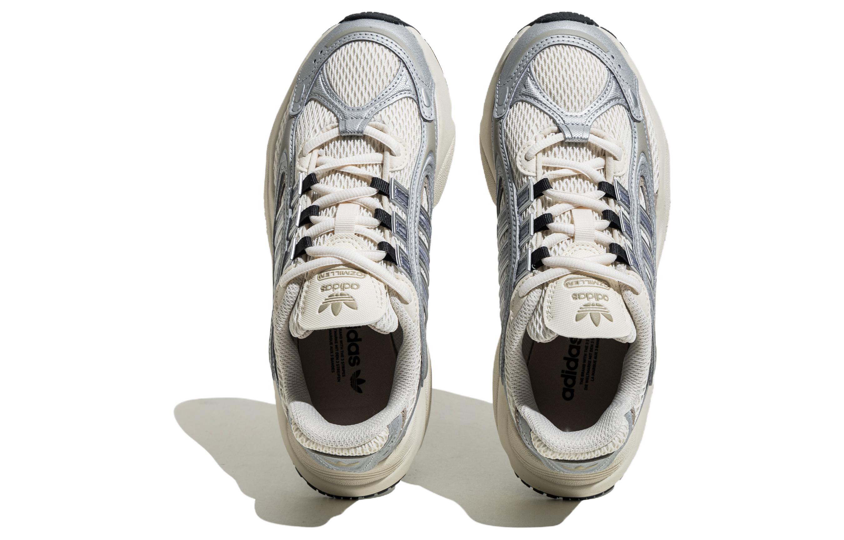 Shop adidas originals Ozmillen 圓頭系帶 減震耐磨 低幫 跑步鞋 女款 白銀灰