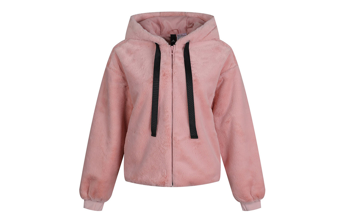 (Women) adidas Pink Fleece Hooded Windproof Jacket GM1469