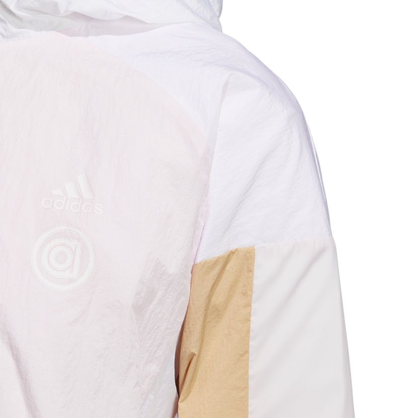 Purchase (W) 阿迪达斯粉色连帽外套带标志图案印花 HM5277