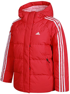 (W) アディダス ピンクパフダウンジャケット 冬用フード付き 防風 GF0003 Shop (W) アディダス ピンクパフダウンジャケット 冬用フード付き 防風 GF0003