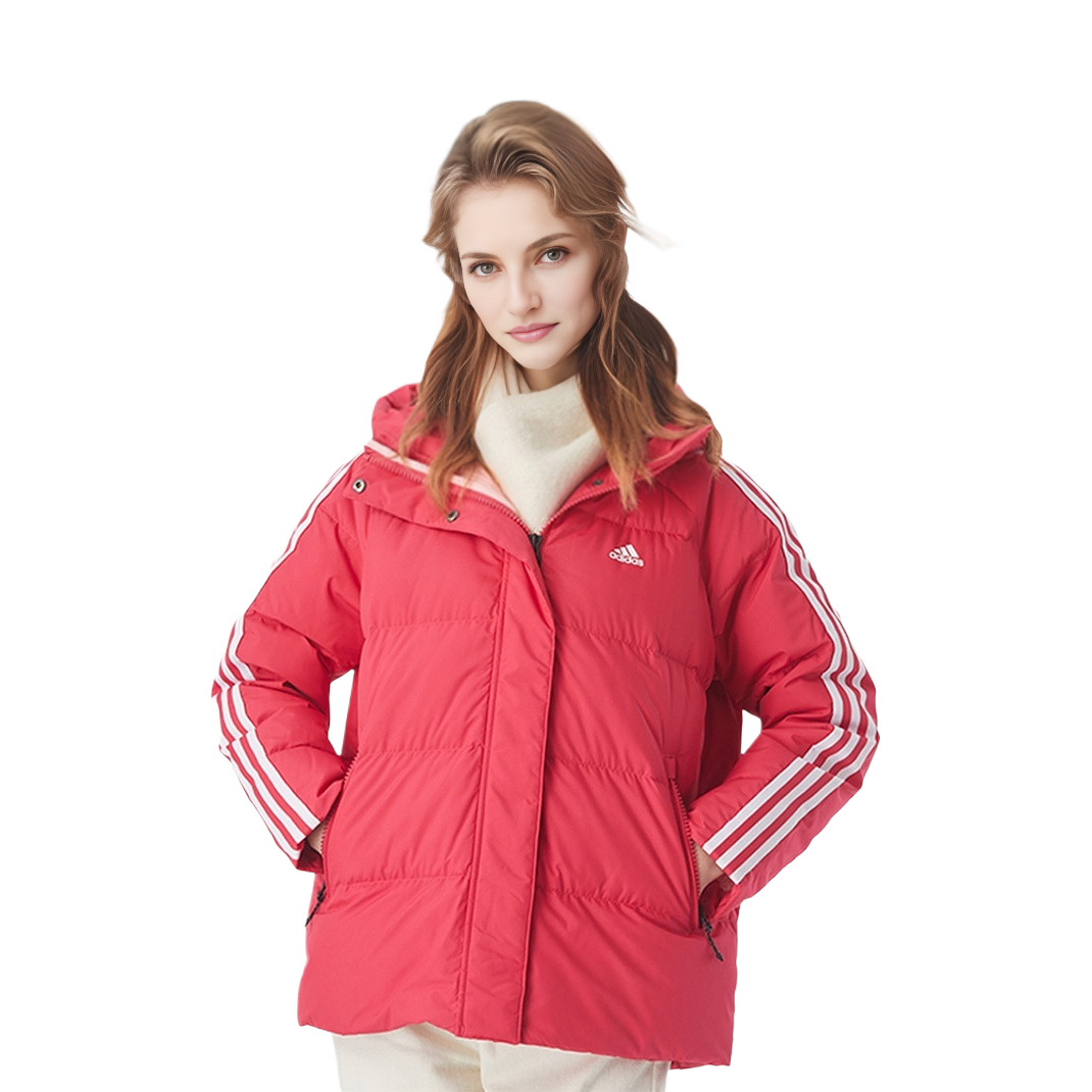 Purchase (W) アディダス ピンクパフダウンジャケット 冬用フード付き 防風 GF0003