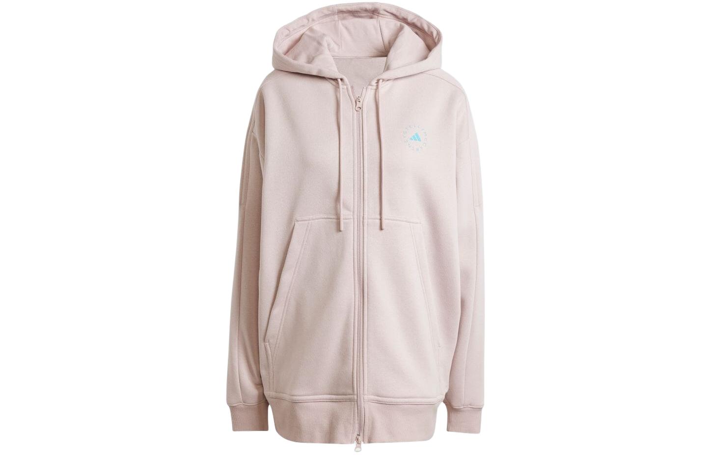 (Women) adidas Pink Solid Zip-Up Hoodie with Long Sleeves IU0860