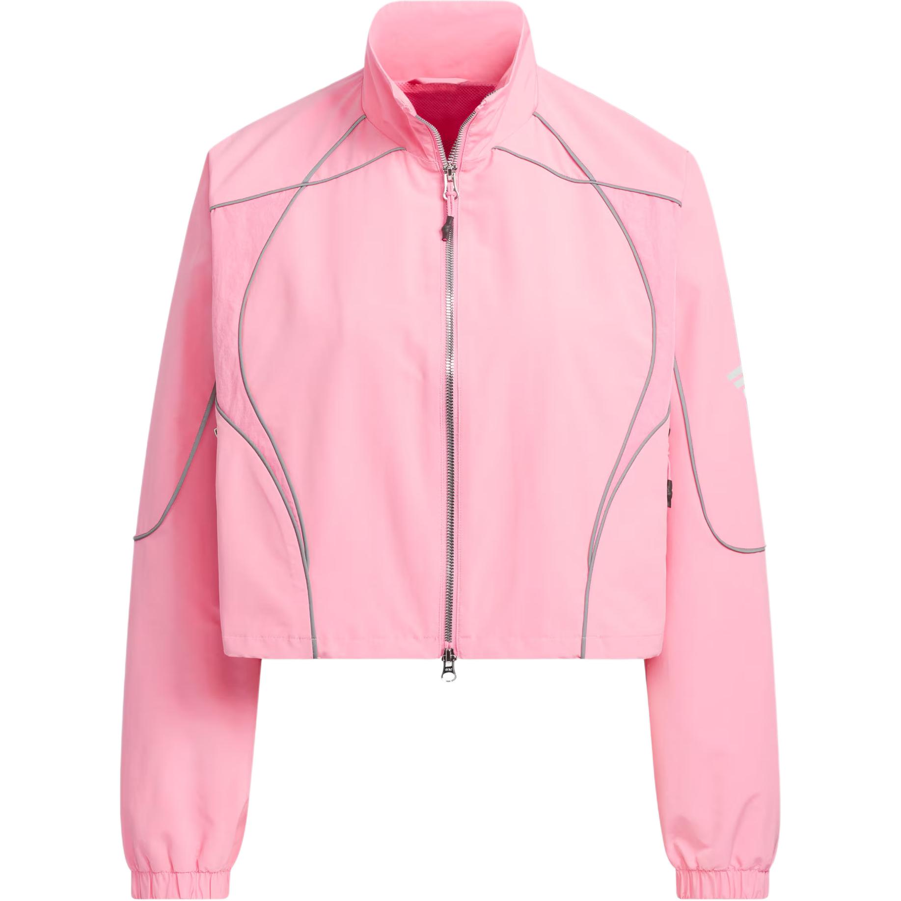 (Women) adidas Piping Jacket Casual Zip-Up Long Sleeve Simple Pink Coat JJ3780
