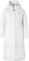 (Women) adidas Puffy Long Down Jacket Hooded White Winter Coat JV6196 (Women) adidas Puffy Long Down Jacket Hooded White Winter Coat JV6196