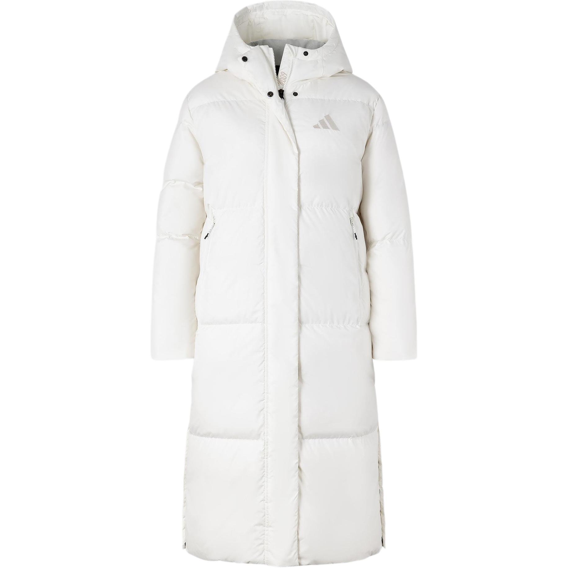 (Women) adidas Puffy Long Down Jacket  Hooded White Winter Coat JV6196 圖 2