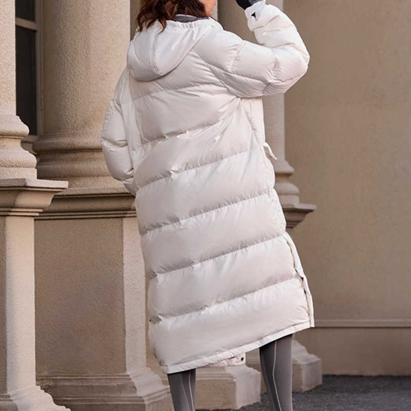 (Women) adidas Puffy Long Down Jacket  Hooded White Winter Coat JV6196 圖 4