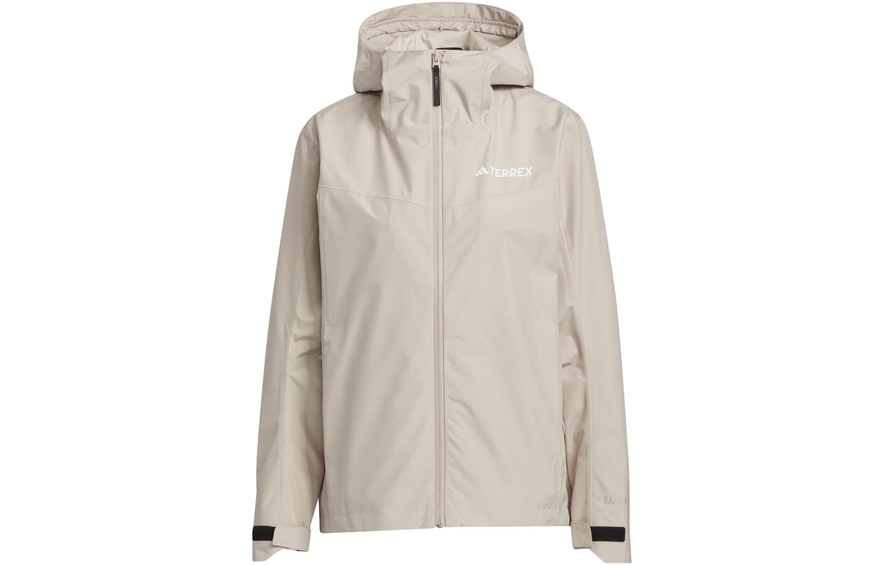 (Women) adidas RAINRDY Beige Waterproof Windproof Outdoor Hooded Jacket IL8906