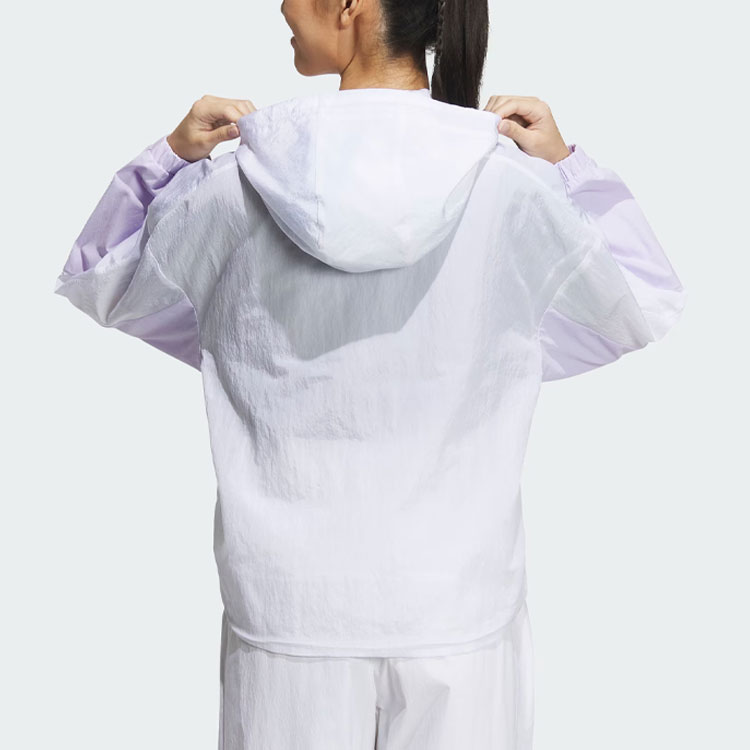 Shop (W) adidas Rco 拼色連帽風衣 白色休閒外套 IP0751