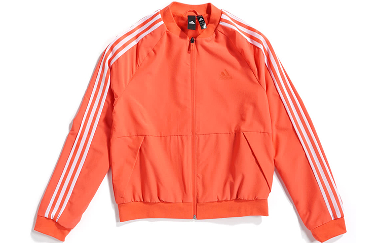 (Women) adidas Red Bomber Jacket with Sporty Striped Design EI8964