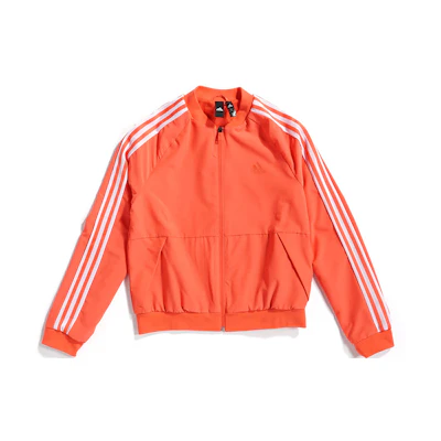 (Women) adidas Red Bomber Jacket with Sporty Striped Design EI8964